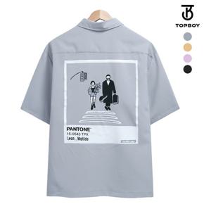 [탑보이][탑보이] 펜톤 오버핏 레옹 반팔셔츠 (IN049)