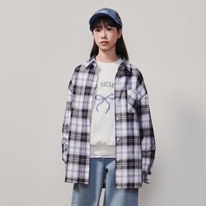 [에꼴리에] 여자 가을이월 오버핏 체크셔츠(25A3352)