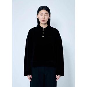 25 FW 가니 여성 무거운 벨루어 폴로 셔츠 gan0259038blk