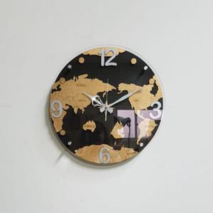 벽시계 월드 가죽 무소음 블랙 세계지도