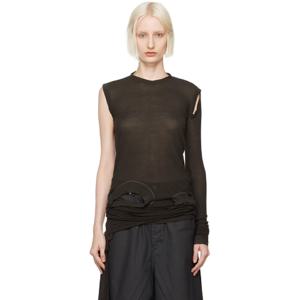 25 FW 릭오웬스 여성 그레이 포터빌 바나나 크롭 티셔츠 242232F110022