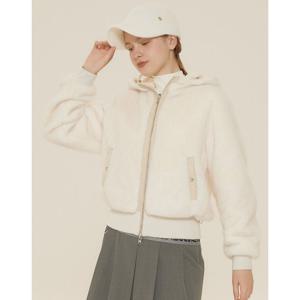 헤지스 골프 여성 24FW 아이보리 여성 FAUX 퍼 리버시블 후디 점퍼 HWJU4D752IV