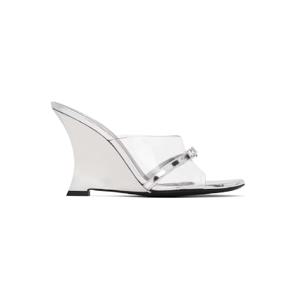 25 FW 베르사체 여성 실버 지아니 리본 웨지 힐 뮬 242404F125005