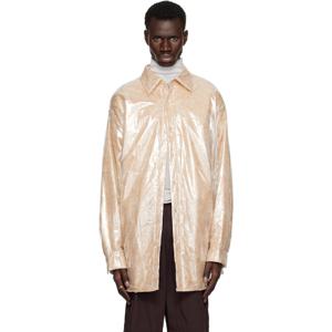 25 FW 드리스반노튼 남성 핑크 오버사이즈 패딩 셔츠 251358M192030