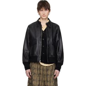 25 FW 와코마리아 남성 블랙 A 2 플라이트 가죽 재킷 252948M181000