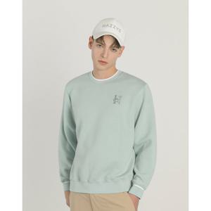 헤지스 골프 25SS 그린 남성 소프트터치 배색 포인트 맨투맨 HUTS5A991E1