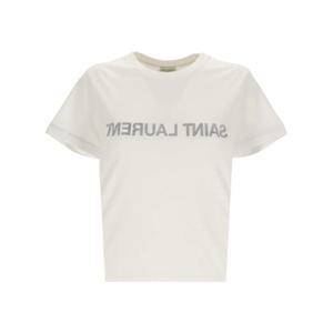 생로랑 반팔 티셔츠 665234 Y37AW9744 Naturel noir