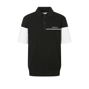 헤지스 골프 25SS 블랙 남성 컬러블럭 여름 카라 니트 HUSW5B314BK