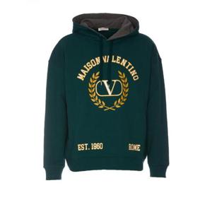 Valentino VLogo 프린트 드로스트링 후드티 VMF22W93K UY9VERDEGIALLOBIANCO TP935875154