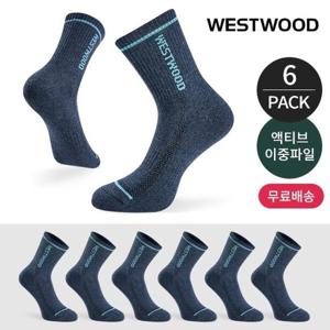 웨스트우드 여성 쿠션 라인배색 사이드 메쉬 등산 중장목양말 6P_NY