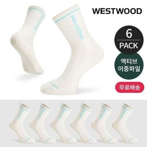 웨스트우드 여성 쿠션 라인배색 사이드 메쉬 등산 중장목양말 6P_BE