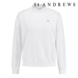 [세인트앤드류스]여성 로고 패턴 모크넥 긴팔 티셔츠 (821E1TSA21WH)
