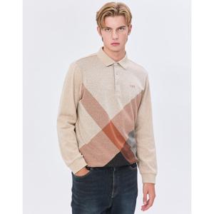 닥스 골프 남성 24FW 스테디셀러멜란지 체크 긴팔 폴로티셔츠 (BEIGE) WGTS4D002I2