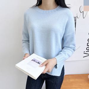 샵앤) 여성 국산 데일리 라운드 언발 트임 니트티셔츠 WDM-WKN-2LUPP1002