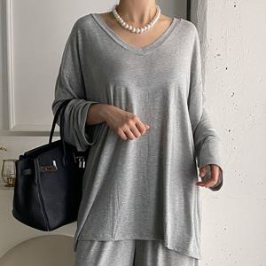 [아이우먼] 세미가오리브이티셔츠 BAV079M508 빅사이즈