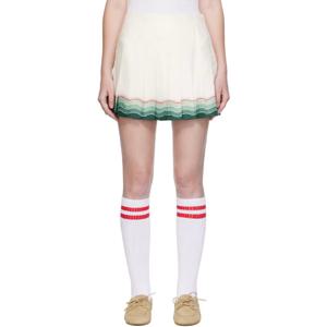 25 FW 카사블랑카 여성 화이트 테니스 플리츠 실크 미니 스커트 252195F090003