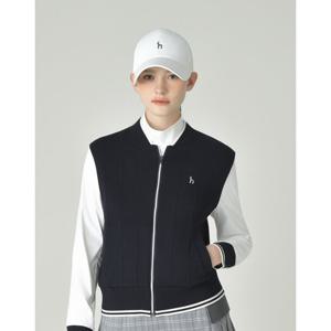 헤지스 골프 여성 25FW 네이비  여성 스태디움 풀집 니트 HWSW5C618N3