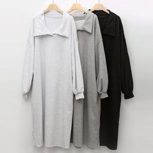 [아이우먼]빅사이즈원피스 V329L509 무지카라넥박시원피스 YY