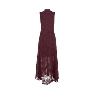 ROTATE Bordeaux Crewneck Sleeveless Maxi Dress with All Over Floral Embroidery in Tech Fabric Woman 1136172734