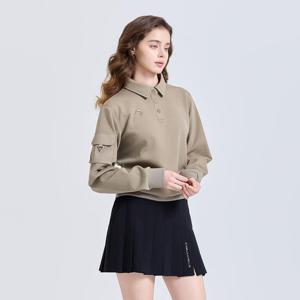 챌린저 여성 우븐포켓 카라넥 긴팔 기모 티셔츠 베이지 CHE4WLT5815BE