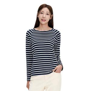 MILLET MG01 밀레 [ 이월 40%행사 ] 여성 봄가을티셔츠 루즈핏 캐주얼 스트라이프 라운드티 _MLTFT621I