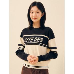 [제이제이 지고트]컬러 블록 레터링 풀오버 니트 GPAA1POR11