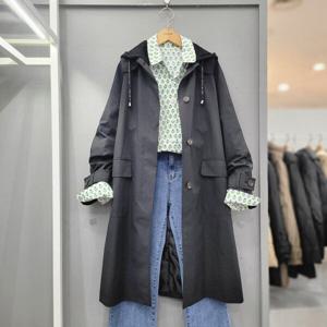 [무자크]후드탈착 허리끈 캐주얼 트렌치코트 P2BY01