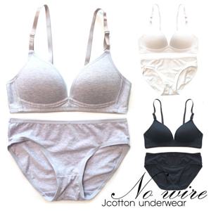 [제이코튼]기본면스판팬티브라 2종세트_화이트브라
