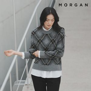 모르간 25FW 자카드 체크 니트