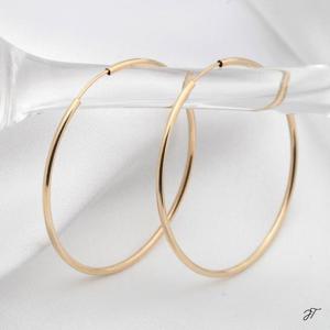 14K 골드필드 심플 골드 40mm 파이프 링 귀걸이