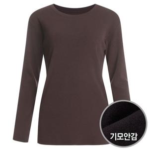 [샵앤]국산 여성 망고 기모 라운드 긴팔 티셔츠 DAI-WSH-0704-초코브라운