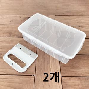 김치자르미 김치통 2개 밀폐용기 투명 썰기 보관 파김치 자르기