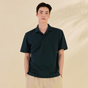 남성 모던 반오픈 카라 반팔 티셔츠-DBRK5712D0G
