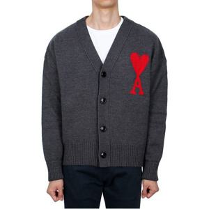 [아미] 빅하트 로고 브이넥 울 가디건 (UKC002 018 067)
