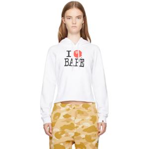 25 FW BAPE 여성 화이트 아이 러브 베이프 후드티 242546F097001