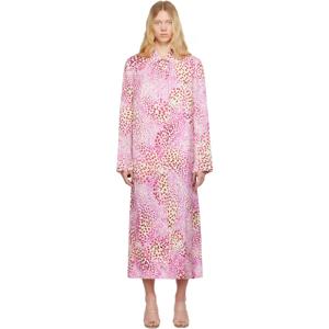 25 FW 드리스반노튼 여성 핑크 프린트 자카드 맥 코트 251358F059009