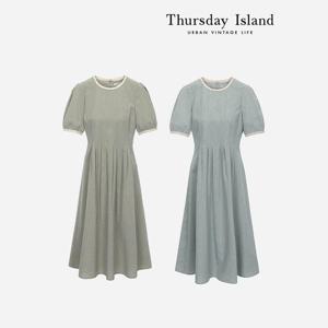 [Thursday Island] 라운드넥 배색 턱 원피스(T234MOP302W)