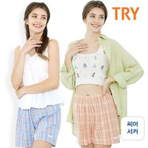 TRY 여성 하나만 씨어서커 트렁크 파자마 2중중 택1 TRY