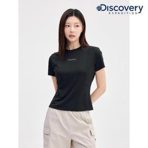 디스커버리 (DWRS96053_BKS) 프레시벤트 여성 슬림핏 절개 반팔티셔츠 DXNW