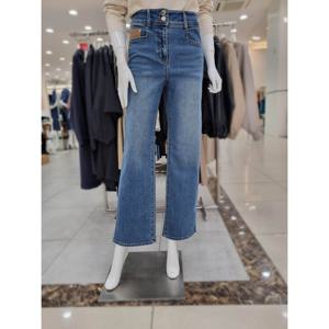 [더아이잗]레더 장식 세미 와이드 데님 팬츠 IP8A8SL051BL10_DJ