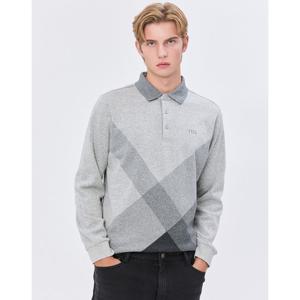 닥스 골프 남성 24FW 스테디셀러멜란지 체크 긴팔 폴로티셔츠 (GRAY) WGTS4D002G2