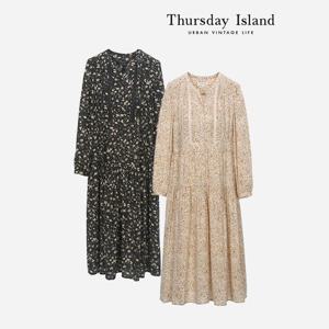 [Thursday Island] 레이스 블록 롱 원피스(T236MOP538W)