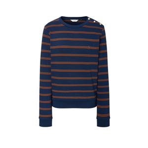 헤지스 여성 25FW 클래식핏 니트라이크 스트라이프 스웨트셔츠 네이비 HSTS5DC82N2