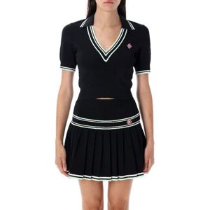 카사블랑카 브이넥 칼라 스트라이프 트림 폴로 WPF25KW101801 B