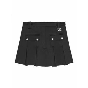 [GANNI] 라프리마 여성 니 Length 미디 블랙 플리츠 미니스커트 위드 실버 디테일 W0517252 Grey /8