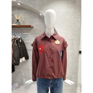 페이지플린  (F5CJP505) 카라넥 프릴 와펜 체크 긴팔 셔츠