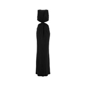 SAINT LAURENT Black satin long dress 824910Y013G 1000