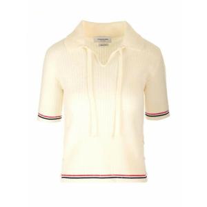 [라스트원] [THOM BROWNE] 라프리마 여성 폴로 메리노 울 셔츠 FKP110AY1029100 화이트 /7