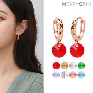 [메리그린] 크리스탈 각컷팅 원터치 귀걸이 14K 골드핀 로즈골드