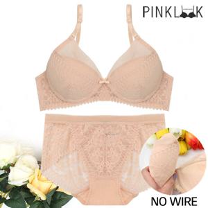 [핑크룩]  로코베리 레이스 노와이어 브라팬티2종SET/베이지